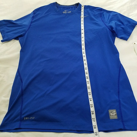 Nike Pro Combat Large Fitted Shirt Dri-Fit Blue - Picture 4 of 8